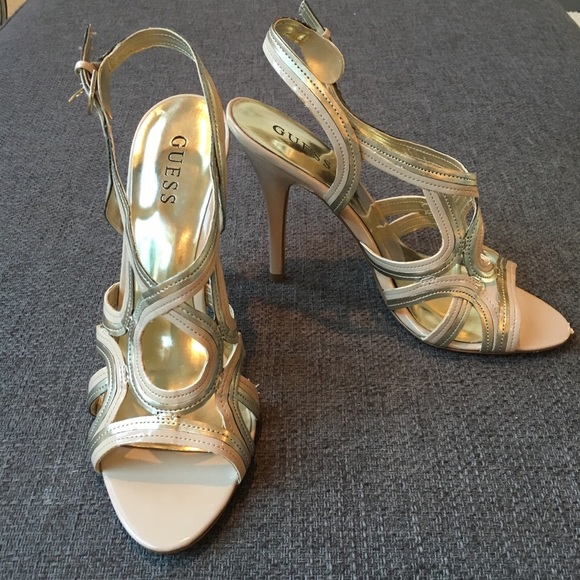Guess Shoes - EUC Nude Guess Strappy heels 9